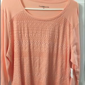 Croft & Barrow Peach 3/4 Sleeve Top XL